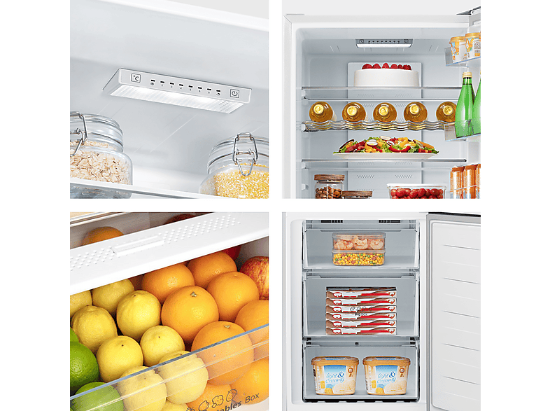 Frigorífico combi - Hisense RB435N4BWE, Total No Frost, 200.4 cm, 336 l, Multi Air Flow, Apertura de Puerta 90º, Blanco