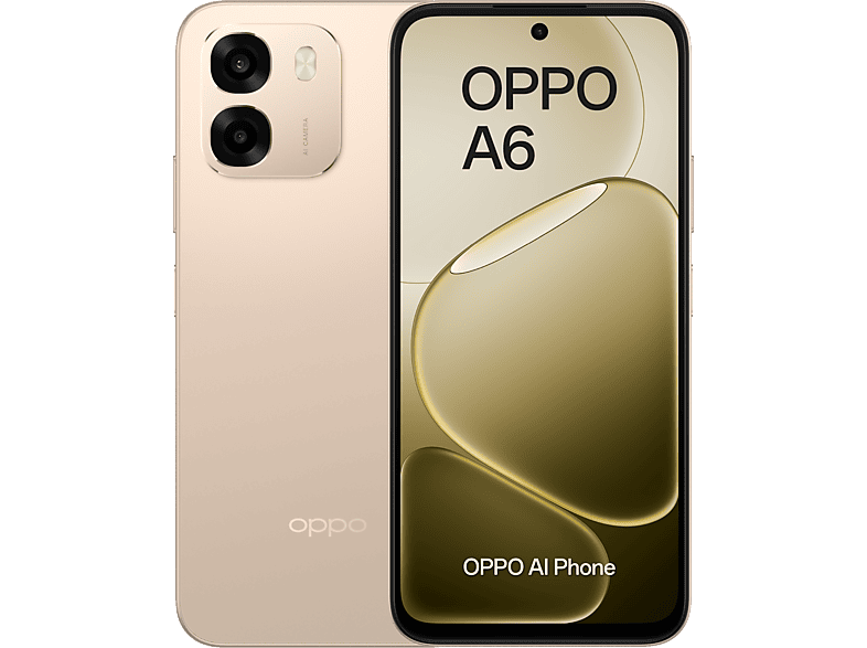 Móvil - Oppo Bundle A6 4G, Aurora Gold, 256 GB, 6 GB RAM, 6.75" LCD, Qualcomm Snapdragon®685 (6nm), 6.500mAh, Incluye Cargador 45W y Auriculares