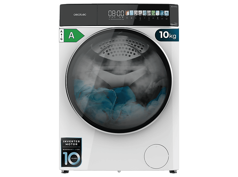 Lavadora carga frontal - Cecotec Bolero DressCode 10900 Autodose Inverter FullColor A, 1400 rpm, Pantalla táctil, Motor Inverter Plus, Multicolor
