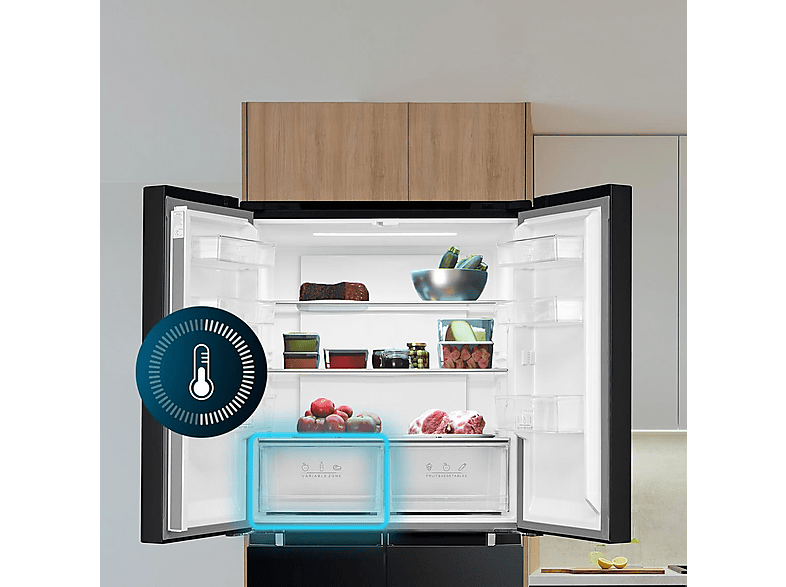 Frigorífico americano - Cecotec Bolero CoolMarket 4D 474 Inox E, T474 L, Total NoFrost, Fresh Flex, Compresor Inverter, Ultrasilencioso 35 dB
