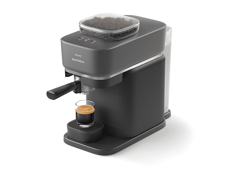 Cafetera express - Philips Baristina BAR300/60, Molinillo cerámico, 16 bares, Café en grano, 4 programas, 1550 W, 1,2L, 30s, IA, 72 dB, 3 años, Negro