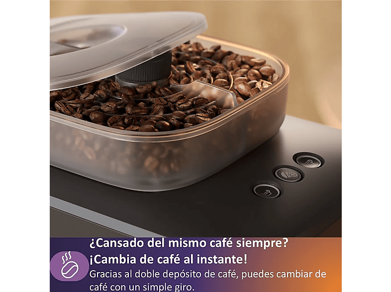 Cafetera express - Philips Baristina Variety BAR320/60, 16 Bar, 2 Compartimentos Grano, Molinillo Cerámico, Espresso y Lungo, 1,2 L, 3 Años Garantía