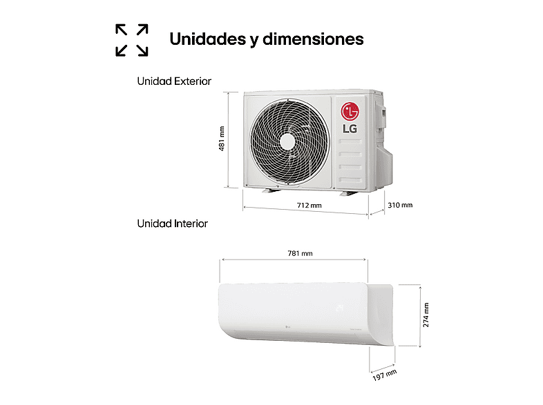 Aire acondicionado Split 1 x 1 - LG WIFIECO09.SET, 2150 fg/h, ThinQ, Blanco