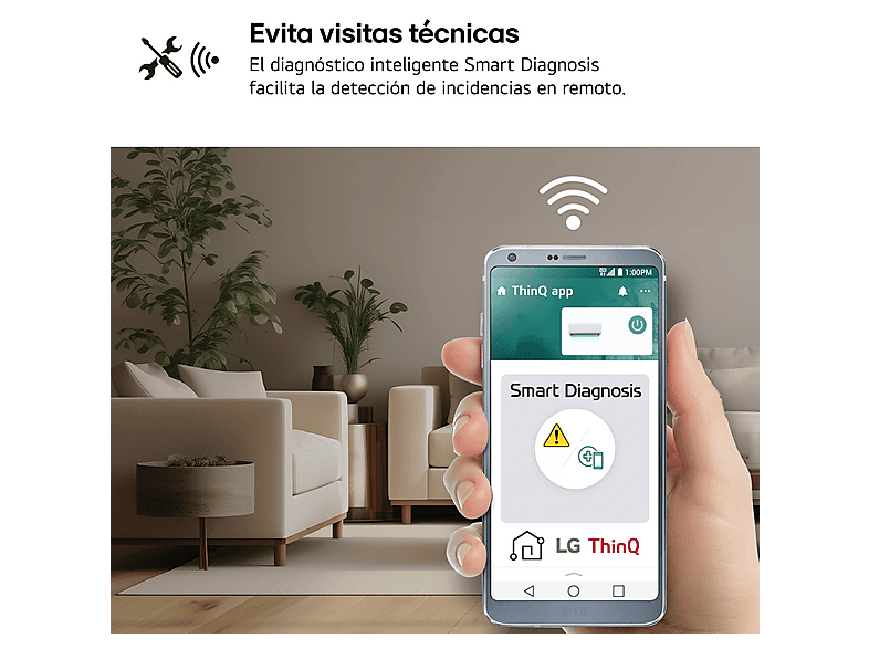 Aire acondicionado Split 1 x 1 - LG WIFIECO09.SET, 2150 fg/h, ThinQ, Blanco