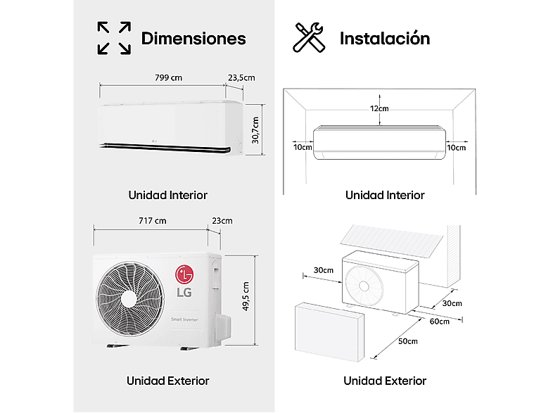 Aire acondicionado Split 1 x 1 - LG MAGNA09SX.SET, 2150 fg/h, Freeze Cleaning, Wi-Fi, Blanco