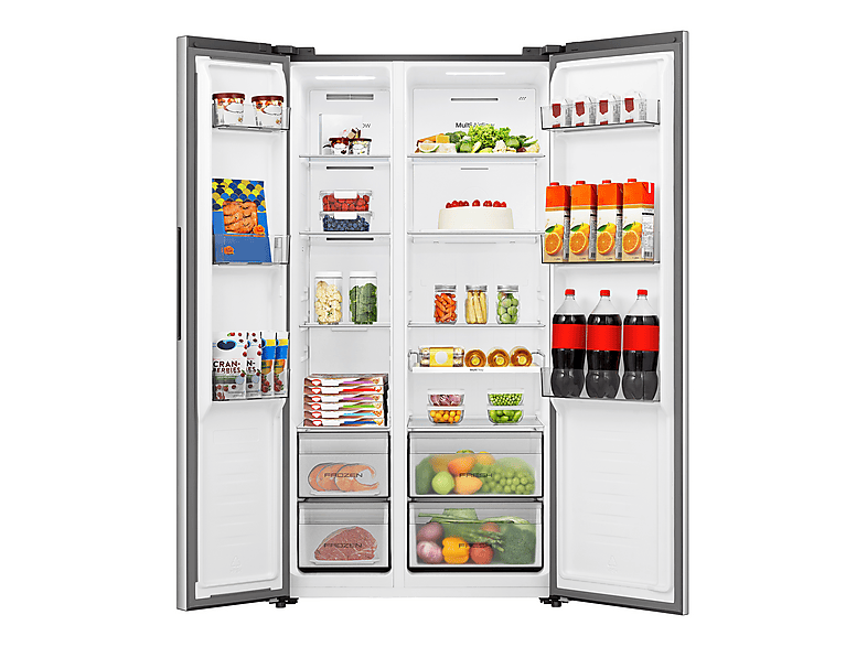 Frigorífico americano - Hisense RS3P558NEIC, Total No Frost, Multi Air Flow, 178.6 cm, 544 l, Inox