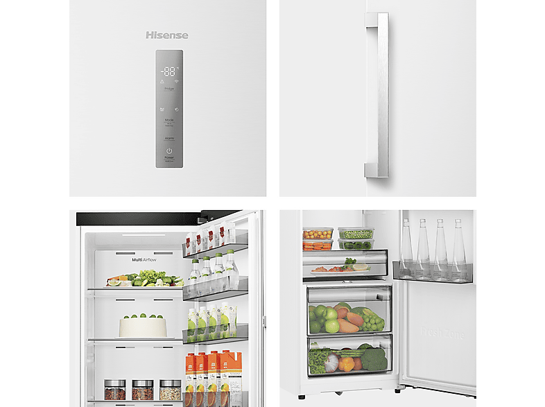 Frigorífico una puerta - Hisense RL3K370SEWE1, Total No Frost, 185.6 cm, 372 l, Kitchen Fit, Ventilación Inferior, Blanco