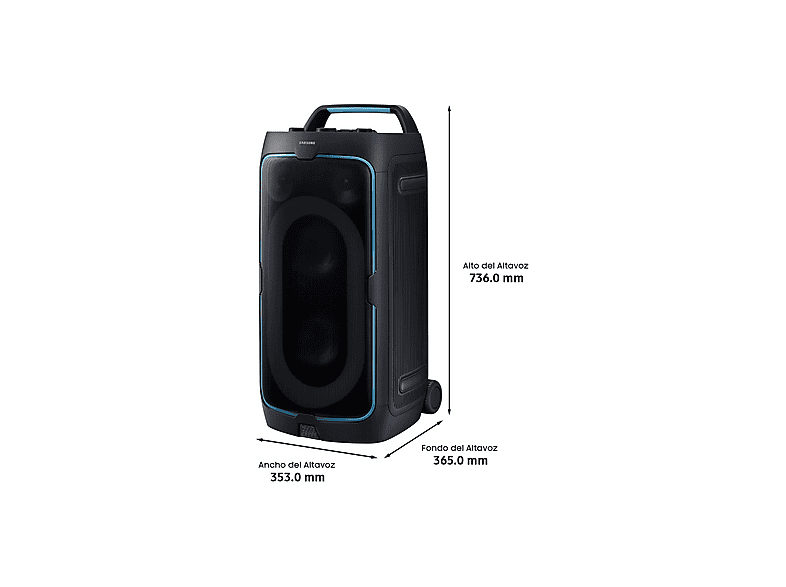 Altavoz de gran potencia - Samsung MX-ST50F/ZF, 240W, Con batería, Autonomía 18h, Portátil para fiestas, Asa de transporte y ruedas, Bluetooth