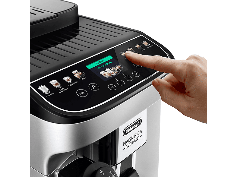 Cafetera superautomática - De Longhi, De'Longhi Magnifica Evo Next ECAM 310.80.SB, 1450 Watt, 15 bar, Molinillo integrado, Depósito de leche