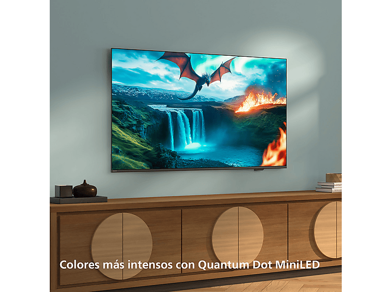 TV Mini LED 55" - Philips 55MLED820/12, UHD 4K a 60Hz, P5 Perfect Picture Engine, Smart TV, DVB-T2, Dolby Atmos y DTS:X, HDR10+, Titan OS, Negro