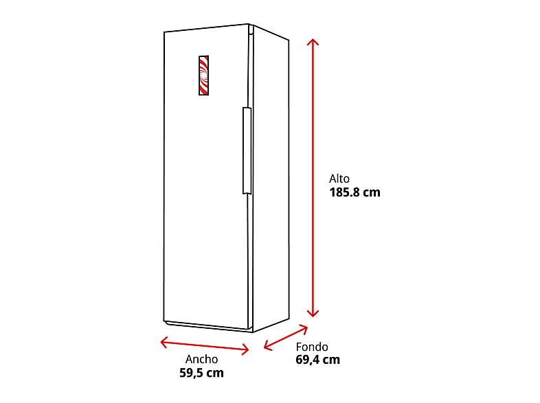 Frigorífico una puerta - Samsung RR40H39GETEF, No frost, 185.8 cm, 387 l, Inox