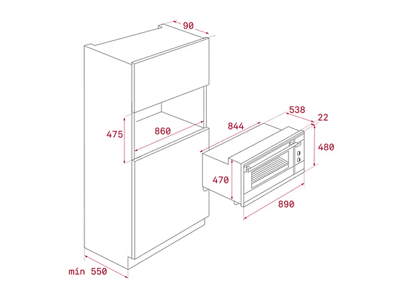 Horno - Teka NEO HSF 9000 SS, Multifunción, Hidrolítica, 77 l, Anchura 89 cm, 2848W, Acero inoxidable