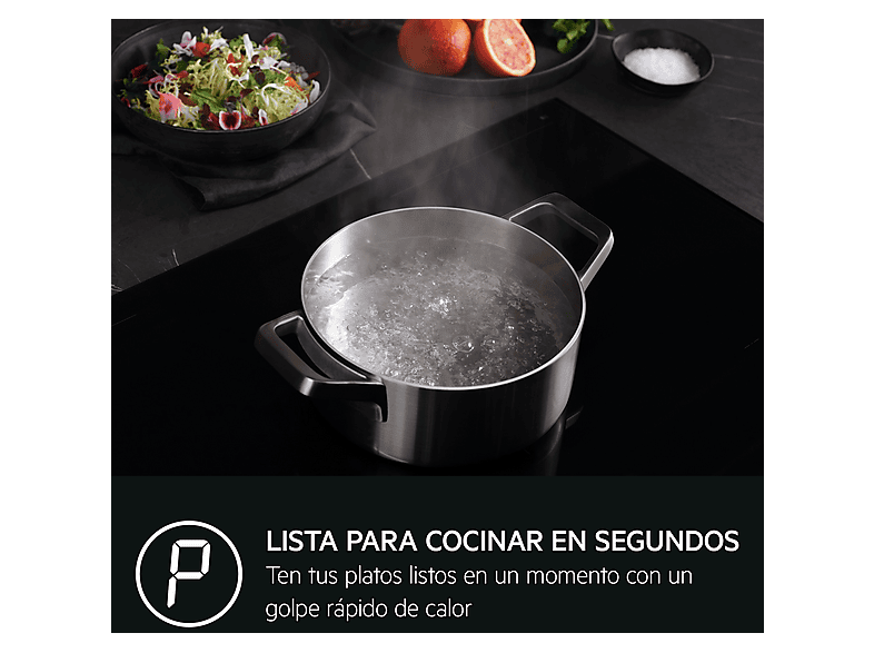 Placa inducción - AEG TI63IQ10IB, 3 zonas, Zona grande 28 cm, Función Puente, 58 cm, Negro