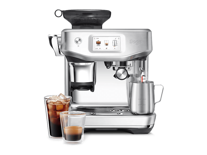Cafetera express - Sage Barista Touch Impress, 9 bar, 1700 W, 2L, 2 Tazas, Con Extracción en Frío, Acero inoxidable cepillado
