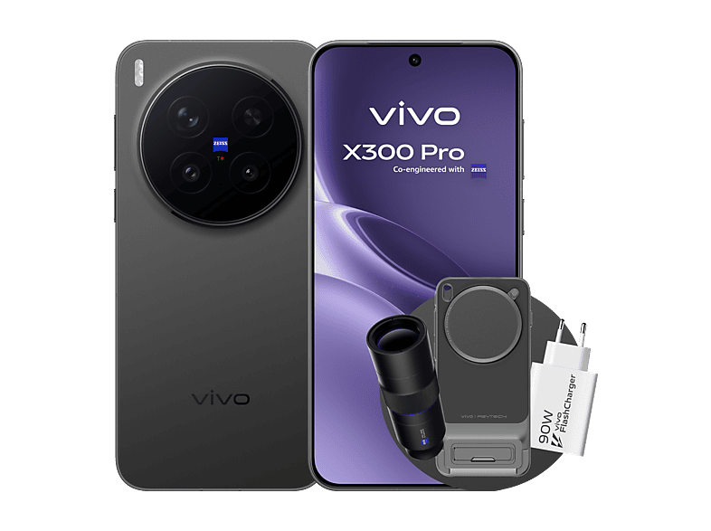 Móvil - Vivo Bundle X300 Pro, Phantom Black, 512 GB, 16 GB RAM, 6.78 " AMOLED 120 Hz, MediaTek Dimensity 9500, 5440 mAh