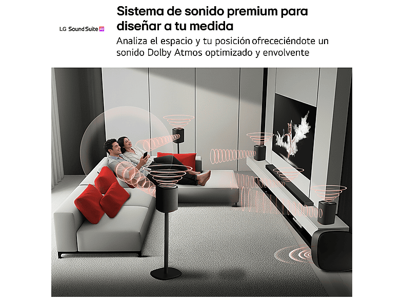 Barra de sonido - LG Sound Suite H7, 500 W, Bluetooth, 5.1.3  canales con Subwoofer integrado, Dolby Atmos FlexConnect, Negro