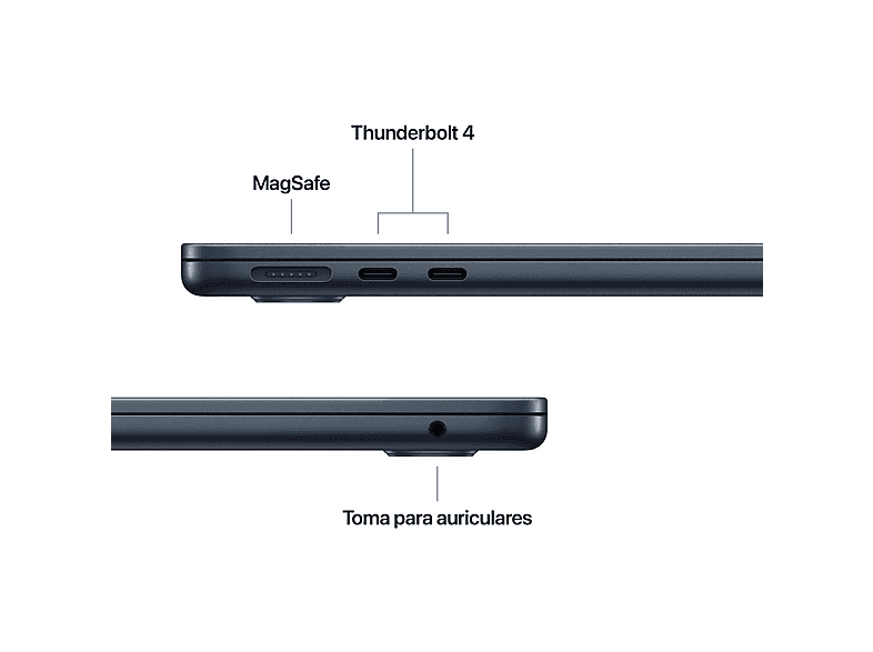 Portátil - Apple MacBook Air (2026) 13.6" Retina, Chip M5 Apple, CPU de 10 núcleos, GPU de 8 núcleos, 16GB RAM, 512GB SSD, Medianoche, Sin cargador