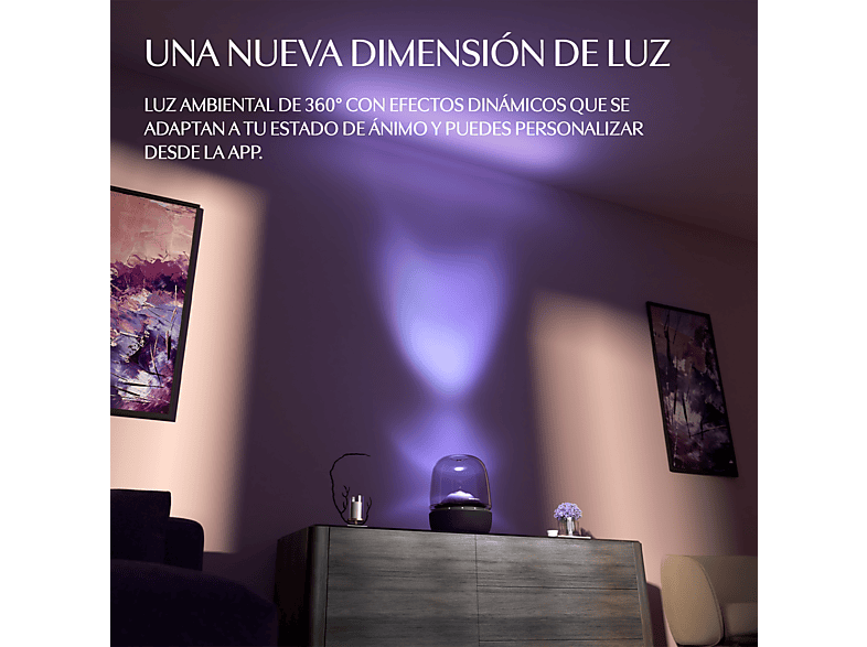 Altavoz bluetooth - Harman Kardon Aura Studio 5, 160 W, Iluminación Ambiental, Negro