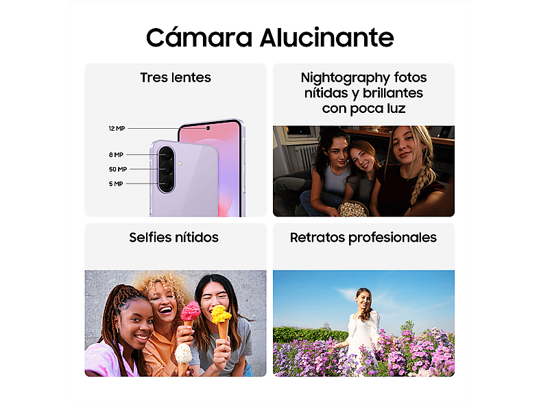 Móvil - Samsung Galaxy A37, Verde Oscuro, 256 GB, 8 GB RAM, 6.7" FHD+, Exynos 1480, 5000 mAh, Android 16