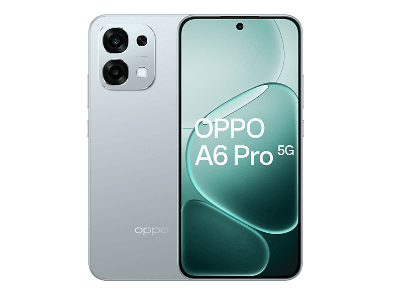 Smartphone - Oppo A6 Pro, Plata, Móvil Android, 256 GB, 8 GB RAM, 6,57 " AMOLED, 120 Hz, Mediatek Dimensity 6300 (6 nm), 6500 mAh