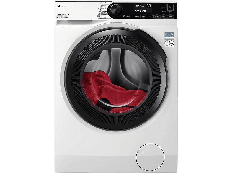 Lavadora secadora - AEG LWR7304L4W, 11 kg + 7 kg, 1400 rpm, 12 programas, Lavado y secado 20 min, Higiene con Vapor, Blanco