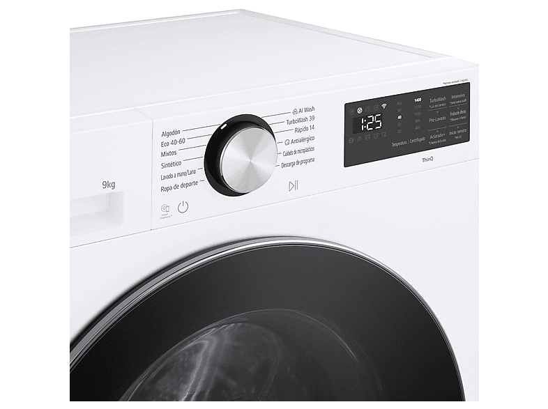 Lavadora carga frontal - LG F4X5009TLC, 9 kg, 1400 rpm, 12 programas, TurboWash 360º, Clase A-40%, Blanco