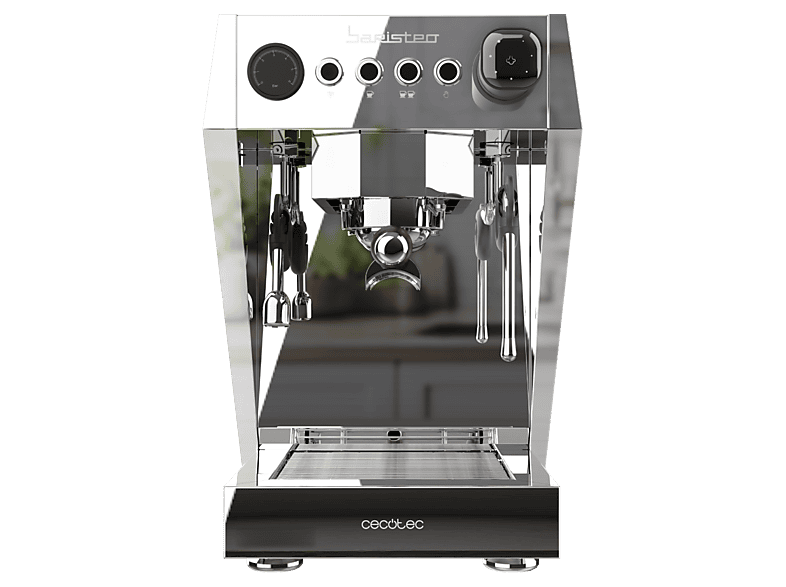 Cafetera express - Cecotec Baristeo Brava, 3150 W, 15 bares, Caldera doble, Portafiltro 58 mm, Pre-infusión, Manómetro, Depósito 2,5 L, Plateado