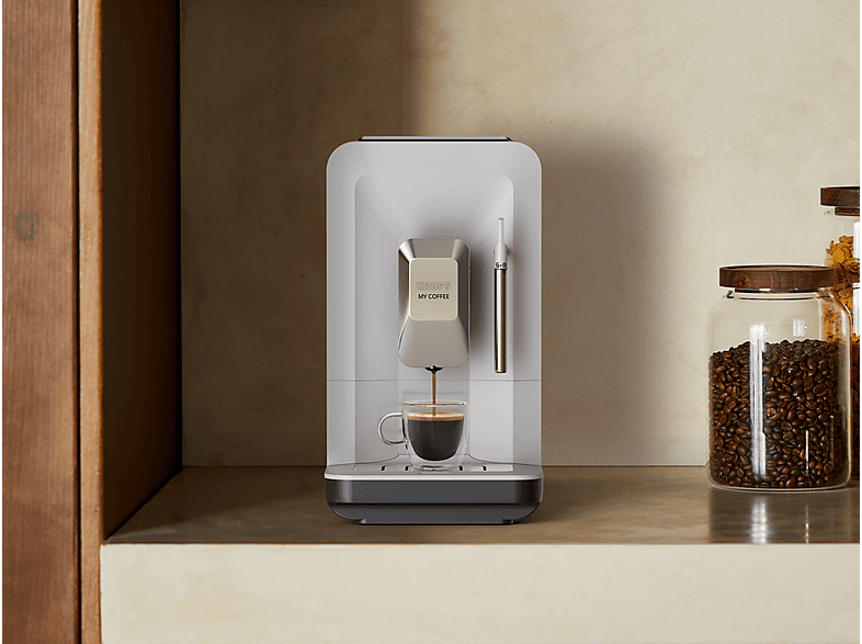 Cafetera superautomática - Krups My Coffee EA201B, 3 recetas de café, Táctil, Molinillo, Bandeja de goteo extraíble, Compacta, 15 bares, Gris