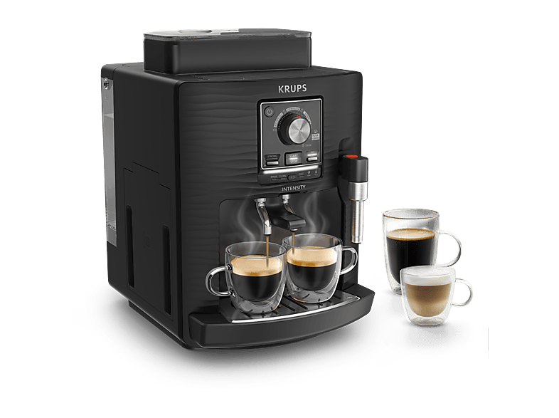 Cafetera superautomática - Krups Intensity EA50K9, 4 bebidas, Espumador de leche manual, Granos de cafe, 15 bares, 1.7l, 2 Tazas, Compacta, negro