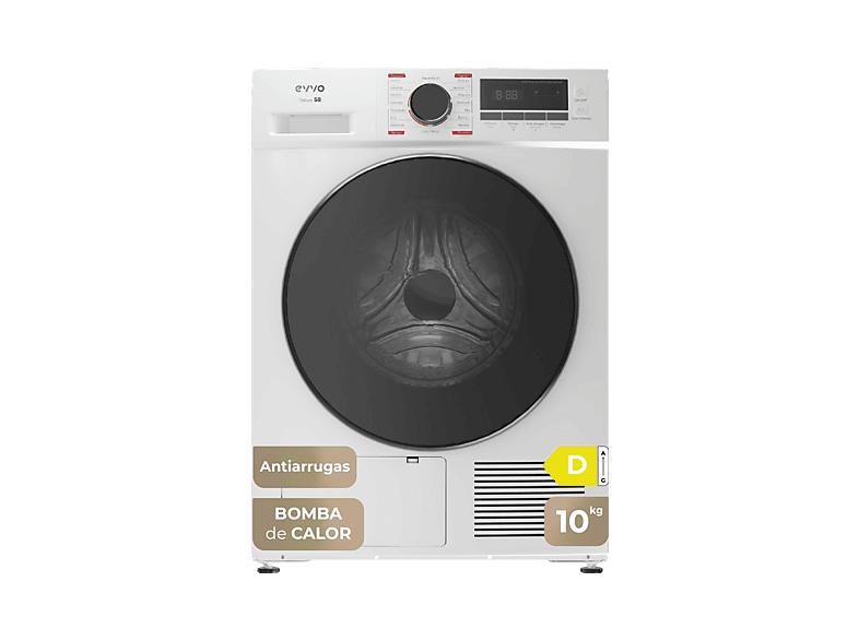 Secadora bomba de calor - Evvo S10 D, 10 kg, 16 programas, Blanco
