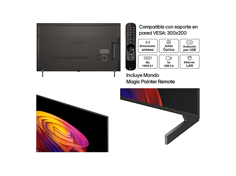 TV OLED 48" - LG OLED48B6ELC, OLED 4K, Procesador Inteligente α8 AI Processor 4K Gen3, Smart TV, DVB-T2 (H.265), Negro