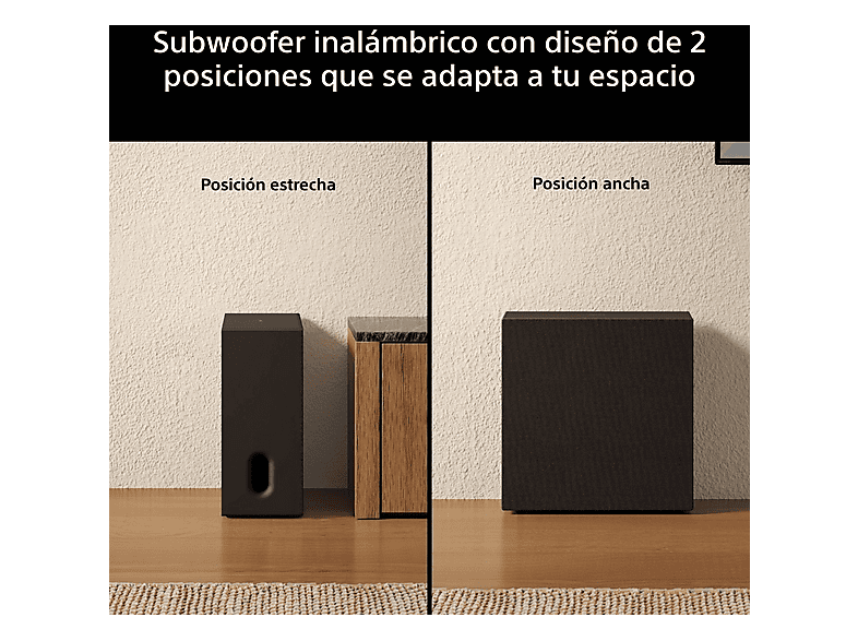 Subwoofer - Sony BRAVIA Theatre Sub 8, 300 W, Inálambrico, Graves profundos, Fácil configuración/control, Compacto, Diseño de 2 posiciones, SW8, Negro