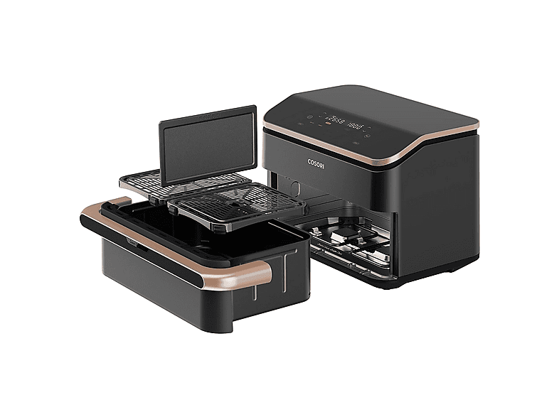 Freidora de aire - Cosori Dual Blaze Twinfry, 10 l, 2800 W, Doble cesta, Hasta 240 °C, Gris