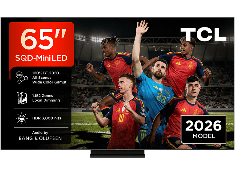 TV SQD-Mini LED 65" - TCL 65C7L, QLED 4K, TSR AiPQ, Smart TV, DVB-T2 (H.265), HDR 3000 nits, Dolby Vision y Atmos, Negro