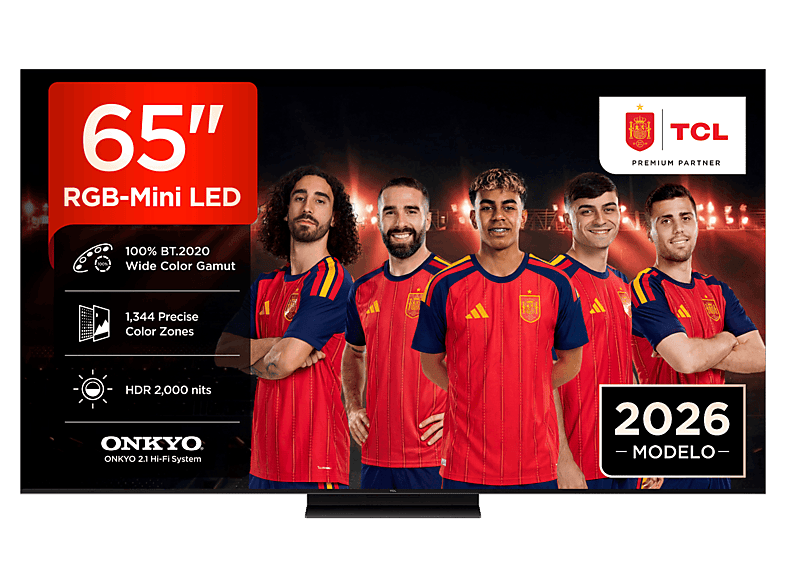 TV RGB Mini LED 65" - TCL 65RM7L, 4K, TSR AiPQ, Smart TV,HDR de hasta 2000 nits, Dolby Vision y Atmos, Panel HVA Pro, Negro