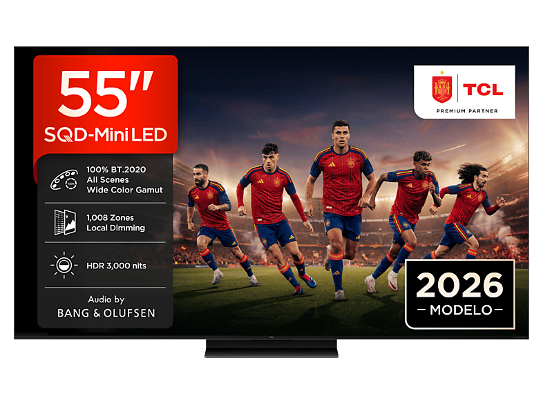 TV SQD-Mini LED 55" - TCL 55C8L, UHD 4K, MT9655, Smart TV, DVB-T2, Negro