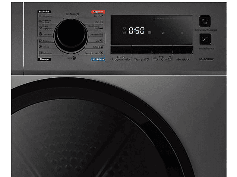 Secadora Bomba de Calor - Infiniton SD-BC1DDX, 10 kg, 16 programas, Dark Inox