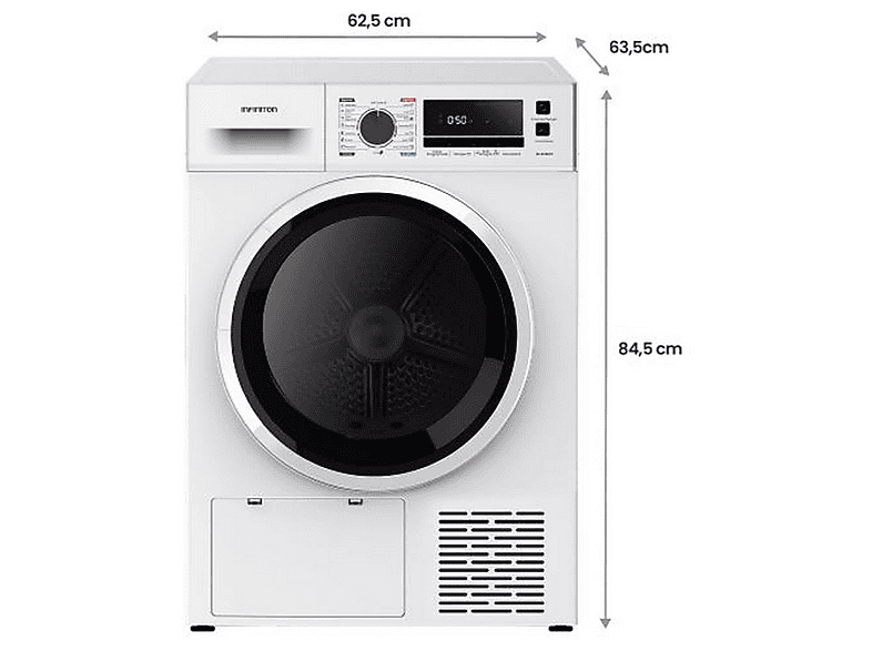Secadora Bomba de Calor - Infiniton SD-BC9DWP, 9 kg, 16 programas, Blanco