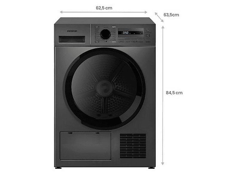 Secadora Bomba de Calor - Infiniton SD-A85IB, 8 kg, 14 programas, Dark Inox