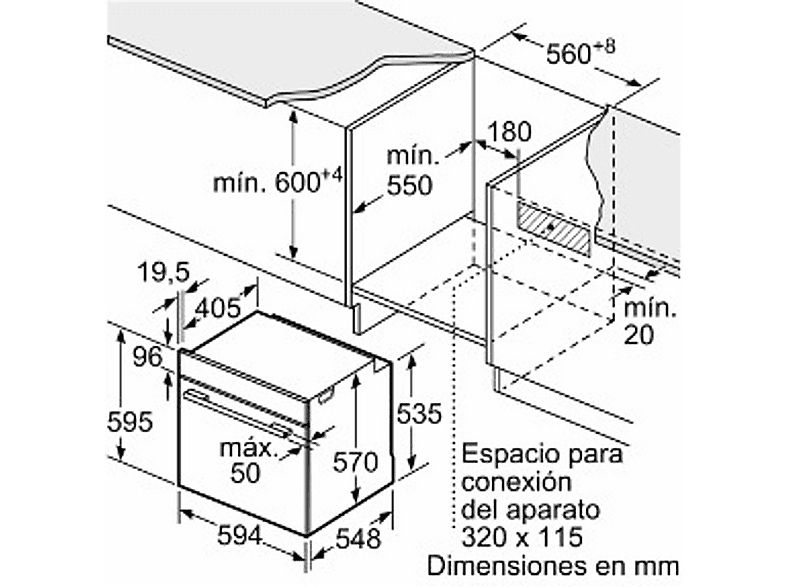 Horno multifunción - Balay 3HB5159B3, Integrable, Hidrolítica, 71 l, 594 mm, Blanco