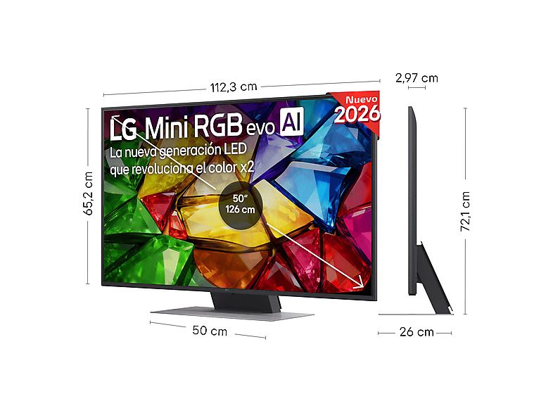 TV RGB Mini LED 50" - LG 50MRGB87B6B, UHD 4K, Procesador Inteligente α8 AI Processor 4K Gen3, Smart TV, DVB-T2 (H.265), Negro