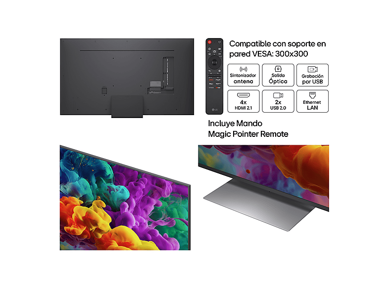 TV QNED Mini LED 65" - LG 65QNED86B6B, UHD 4K, Procesador Inteligente α8 AI Processor 4K Gen3, Smart TV, DVB-T2 (H.265), Negro