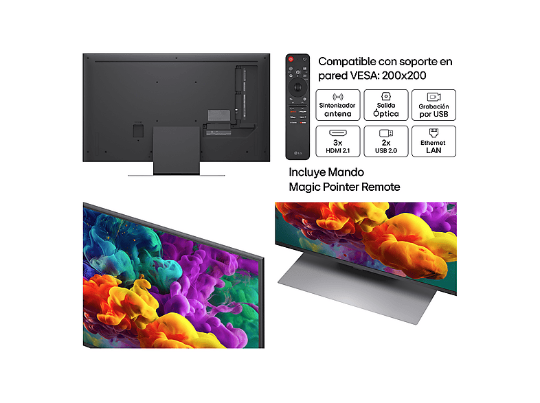 TV QNED Mini LED 43" - LG 43QNED86B6B, UHD 4K, Procesador Inteligente α7 AI Processor 4K Gen9, Smart TV, DVB-T2 (H.265), Negro