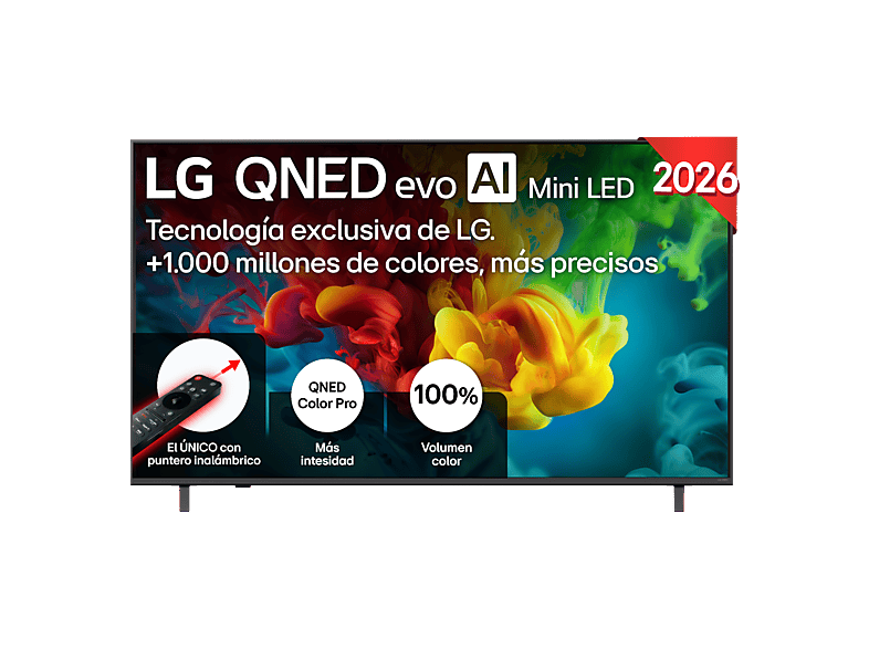TV QNED Mini LED 65" - LG 65QNED82B6B, UHD 4K, Procesador Inteligente α8 AI Processor 4K Gen3, Smart TV, DVB-T2 (H.265), Negro