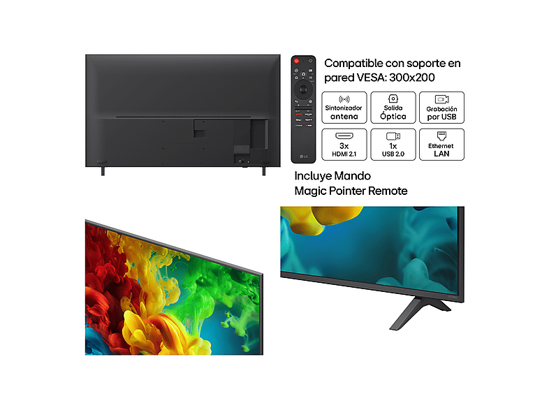 TV QNED Mini LED 65" - LG 65QNED82B6B, UHD 4K, Procesador Inteligente α8 AI Processor 4K Gen3, Smart TV, DVB-T2 (H.265), Negro