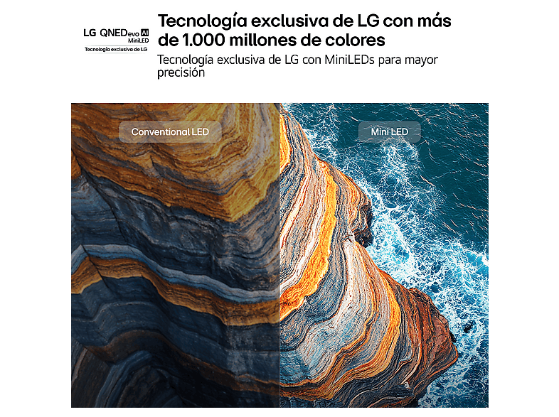 TV QNED Mini LED 55" - LG 55QNED82B6B, UHD 4K, Procesador Inteligente α8 AI Processor 4K Gen3, Smart TV, DVB-T2 (H.265), Negro