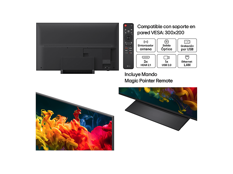 TV QNED Mini LED 55" - LG 55QNED81B6A, UHD 4K, Procesador Inteligente α7 AI Processor 4K Gen9, Smart TV, DVB-T2 (H.265), Negro