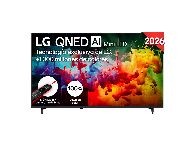 TV QNED 65" - LG 65QNED72B6B, UHD 4K, Procesador Inteligente α7 AI Processor 4K Gen9, Smart TV, DVB-T2 (H.265), Negro