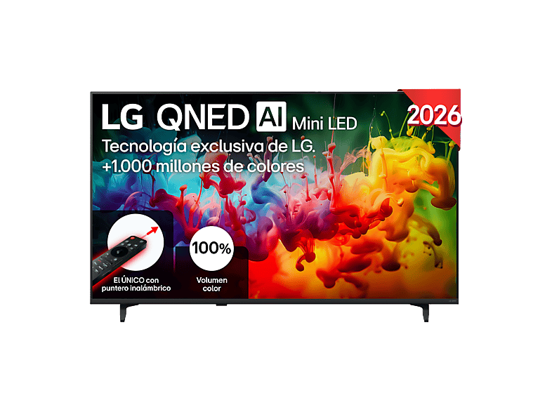 TV QNED Mini LED 55" - LG 55QNED72B6B, UHD 4K, Procesador Inteligente α7 AI Processor 4K Gen9, Smart TV, DVB-T2 (H.265), Negro
