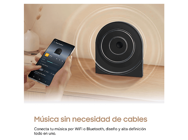 Altavoz inalámbrico - Samsung HW-LS50H Music Studio 5, 70W, Dolby Atmos, Audio AI, Q-Symphony, Sonido Adaptativo, Negro
